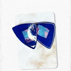 6050. Blue Ceramic Vintage Earrings